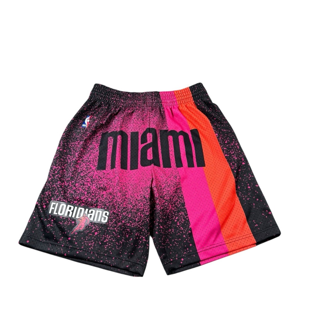 Mitchell & Ness Miami Floridians Basketball Shorts Mens Medium M Black Pink NBA
